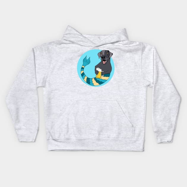 Haygood the Black Lab Kids Hoodie by abrushwithhumor